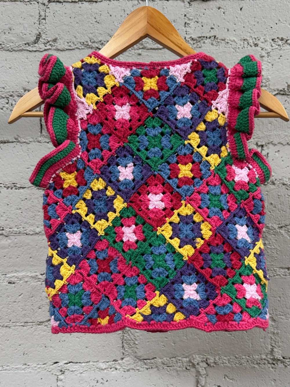 FARM Rio Crochet Square Vest Red Multi Butterfly Sleeves Size S - Picture 7 of 13